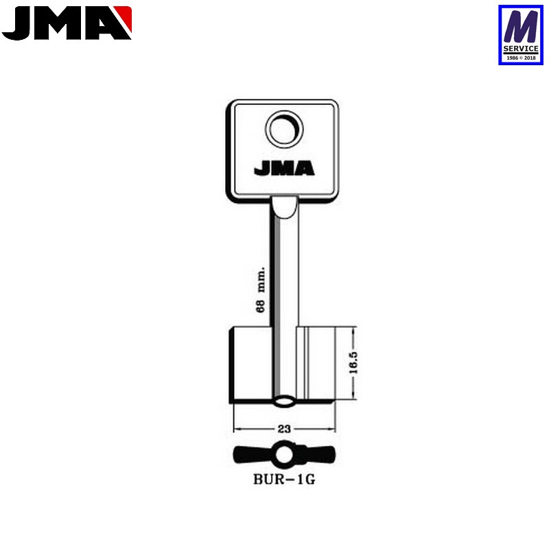 JMA BUR1G Burg safe key blank JMA BUR1G Burg safe key blank