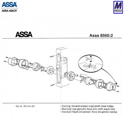 Assa 8560:2 double side escape thumbturn schematic