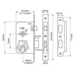 Union L2270 lock case dimensions