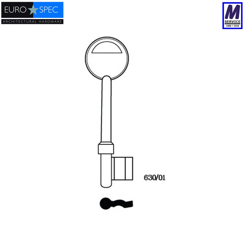 Eurospec 3 lever key blank, rh