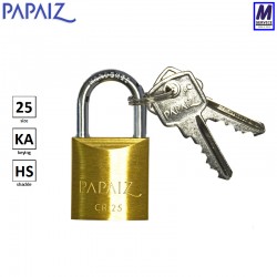 Papaiz 25mm padlock with hardened steel shackle in keyed alike suites