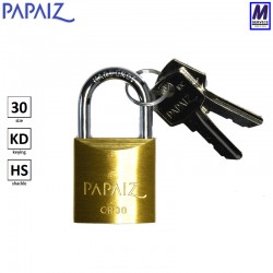 Papaiz 30mm brass padlock with hardened steel shackle