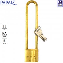 Papaiz 35mm brass body padlock with 120mm brass shackle