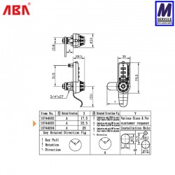 ABA Combination Cam Lock 10744003 Sizes