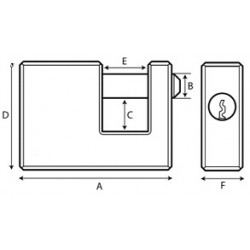 Shutter Padlock dimensions, Anvil style